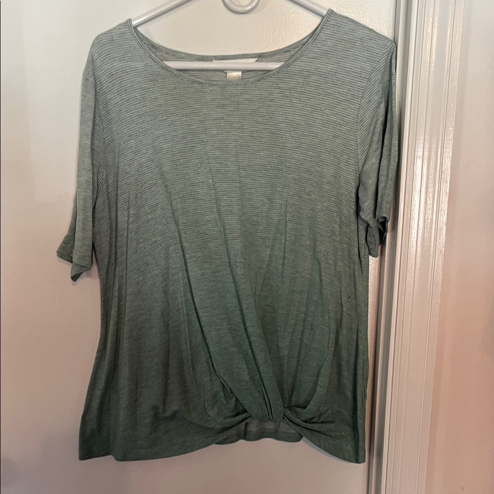 Christopher & Banks Sage Green Knot Front Tee